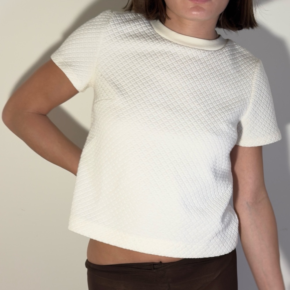 Topshop Petite Cream Short Sleeve Sweater